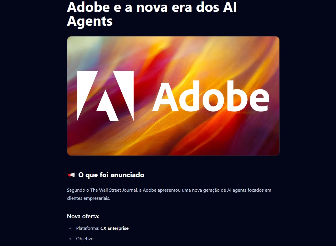Análise editorial sobre Adobe e AI Agents